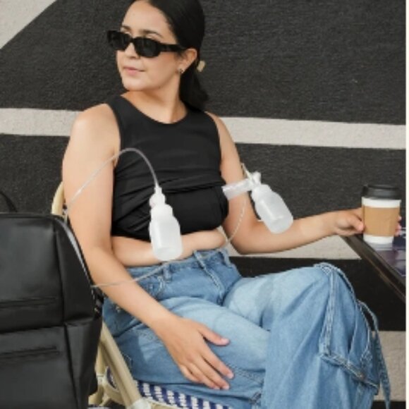 Kindred Bravely Sublime Bamboo Hands-Free Pumping Longline Bra Top in Black Nwt - Picture 5 of 10